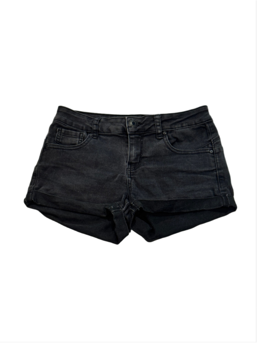 Wax Jean Butt Sculpting Black Shorts with Cuffed Hem